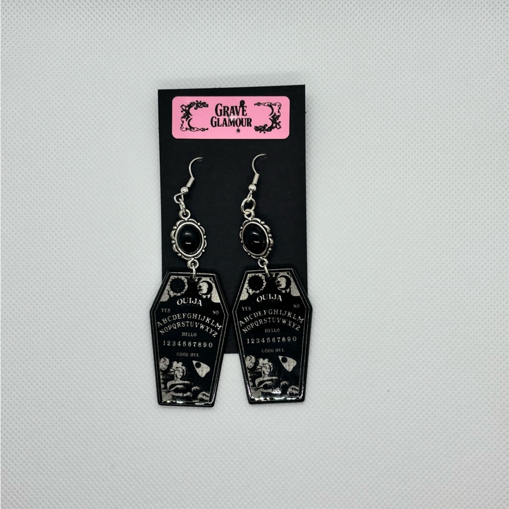 Handmade Coffin Ouija Board Earrings 🖤 Witchy Gothic Statement Jewelry